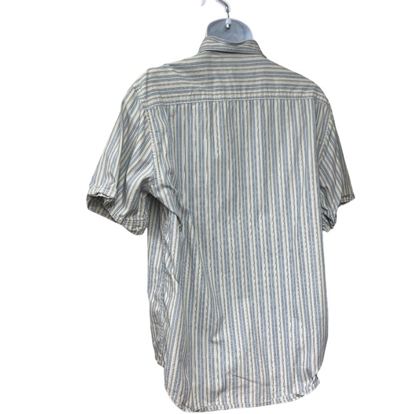 Sz L Striped Short Sleeve Blue Pronto Uomo Button Down Shirt - Picture 5 of 6